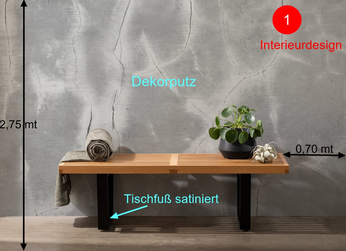 Bilder beschriften kostenlos mit Fastgraphics: Beispielbild mit Pfeilen, Maßpfeilen und Texten für die Baudokumentation